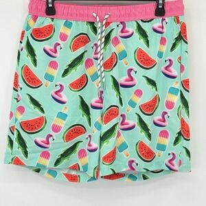 Public Record Swim Trunks Men M Aqua Flamingo Watermelon Alligator Board Shorts
